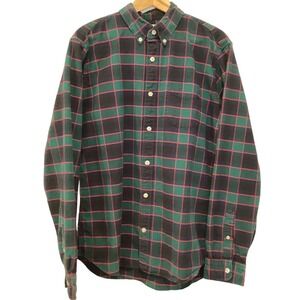 Gap Mens Green Navy Blue Plaid Button Down Shirt Long Sleeve - Large‎